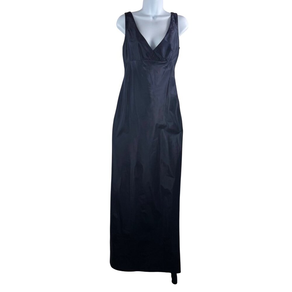 VTG‎ Richard Tyler Couture silk Full-Length Evening Gown dark navy 90s sz 8